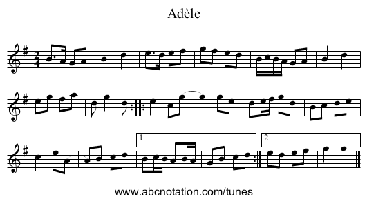 Ad&egrave;le - staff notation