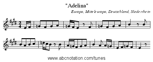 Adelina - staff notation