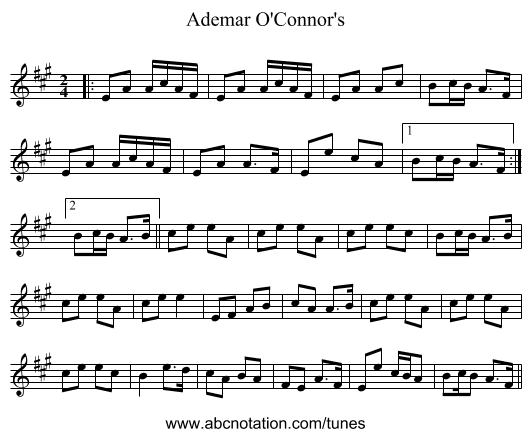 Ademar O'Connor's - staff notation