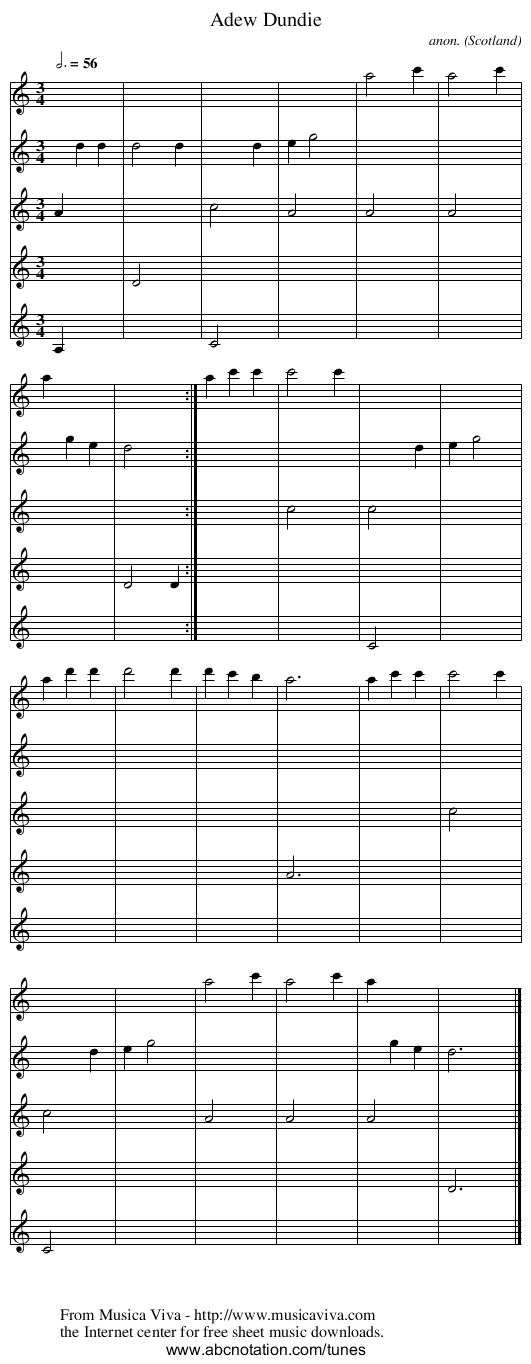 Adew Dundie - staff notation