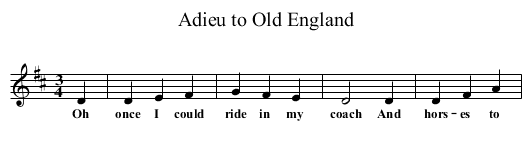 Adieu to Old England - staff notation