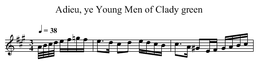 Adieu, ye Young Men of Clady green - staff notation
