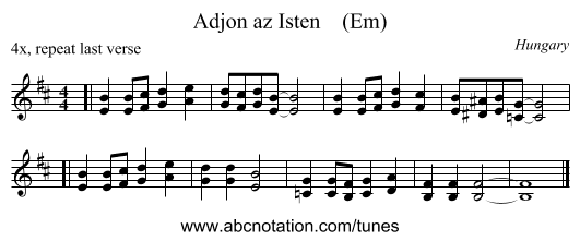 Adjon az Isten    (Em) - staff notation