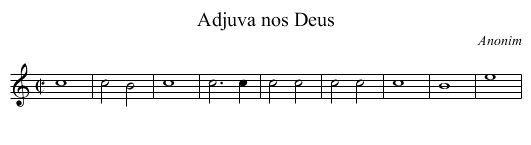 Adjuva nos Deus - staff notation