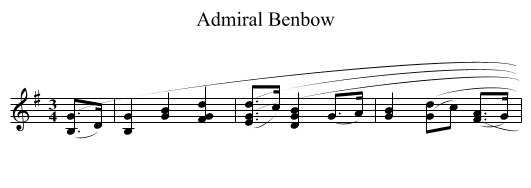 Admiral Benbow - staff notation