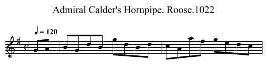 Admiral Calder's Hornpipe. Roose.1022 - staff notation