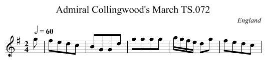 Admiral Collingwood's March TS.072 - staff notation