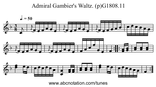 Admiral Gambier's Waltz. (p)G1808.11 - staff notation