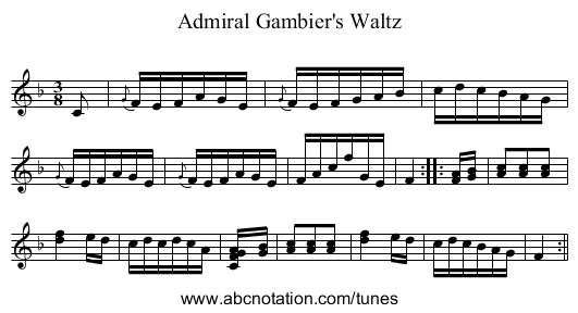 Admiral Gambier's Waltz - staff notation