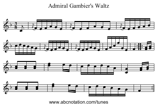Admiral Gambier's Waltz - staff notation