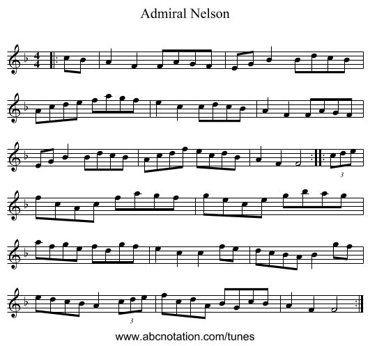Admiral Nelson - staff notation