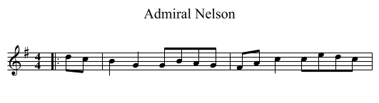 Admiral Nelson - staff notation