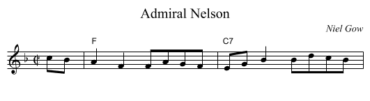 Admiral Nelson - staff notation