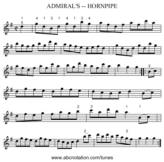 ADMIRAL'S -- HORNPIPE - staff notation