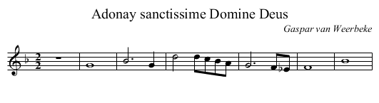 Adonay sanctissime Domine Deus - staff notation