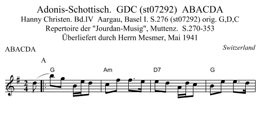 Adonis-Schottisch.  GDC (st07292)  ABACDA - staff notation