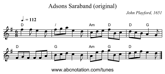 Adsons Saraband (original) - staff notation