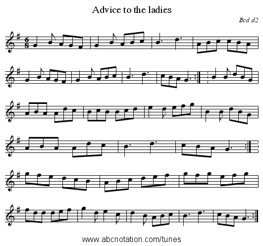 Advice to the ladies - staff notation