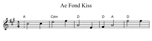 Ae Fond Kiss - staff notation