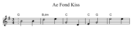 Ae Fond Kiss - staff notation