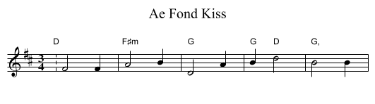 Ae Fond Kiss - staff notation
