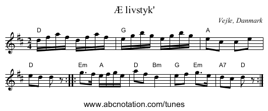 Æ livstyk' - staff notation