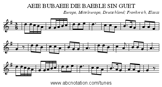 AEIE BUBAEIE DIE BAEBLE SIN GUET - staff notation