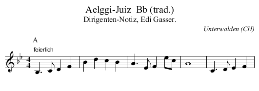Aelggi-Juiz  Bb (trad.) - staff notation