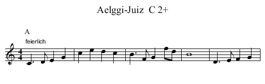 Aelggi-Juiz  C 2+ - staff notation