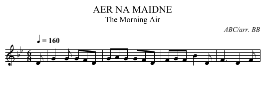 AER NA MAIDNE - staff notation
