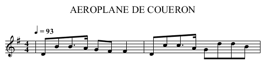 AEROPLANE DE COUERON - staff notation