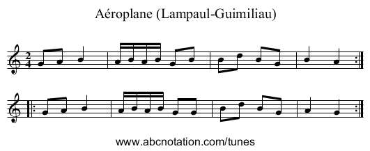 Aéroplane (Lampaul-Guimiliau) - staff notation