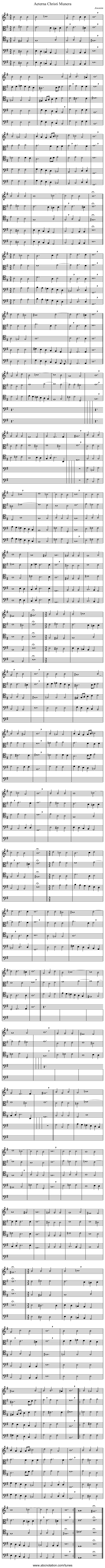 Aeterna Christi Munera - staff notation