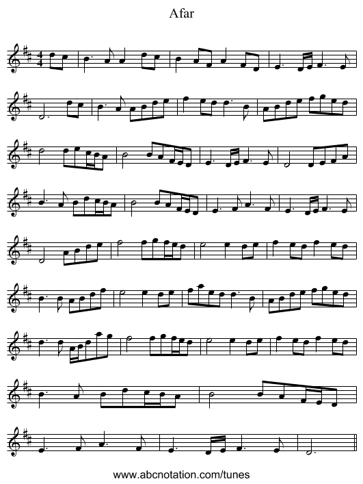 Afar - staff notation