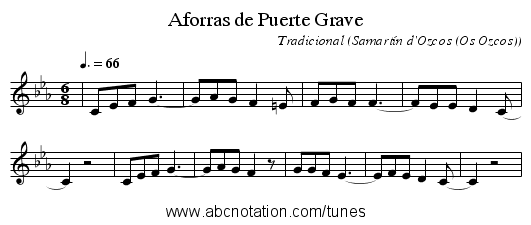 Aforras de Puerte Grave - staff notation