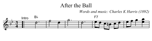 After the Ball - staff notation