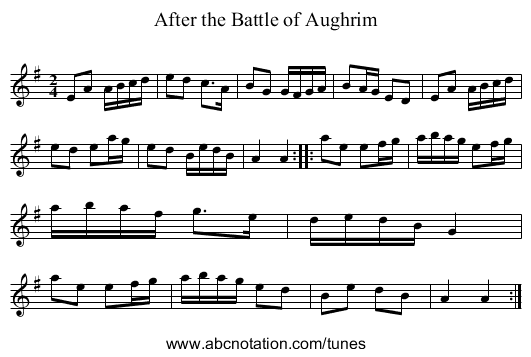 After the Battle of Aughrim - staff notation