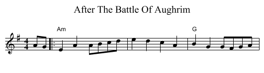 After The Battle Of Aughrim - staff notation