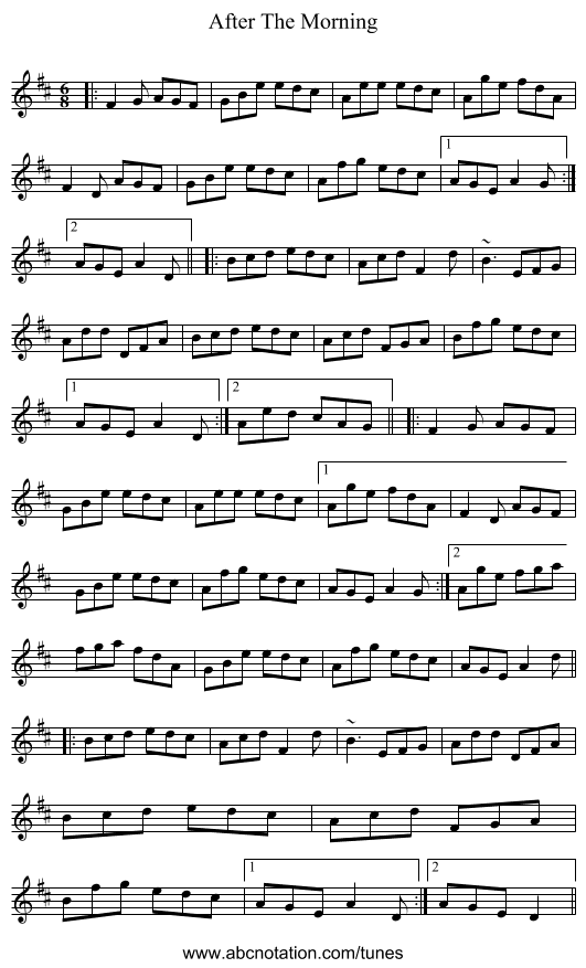 After The Morning - staff notation
