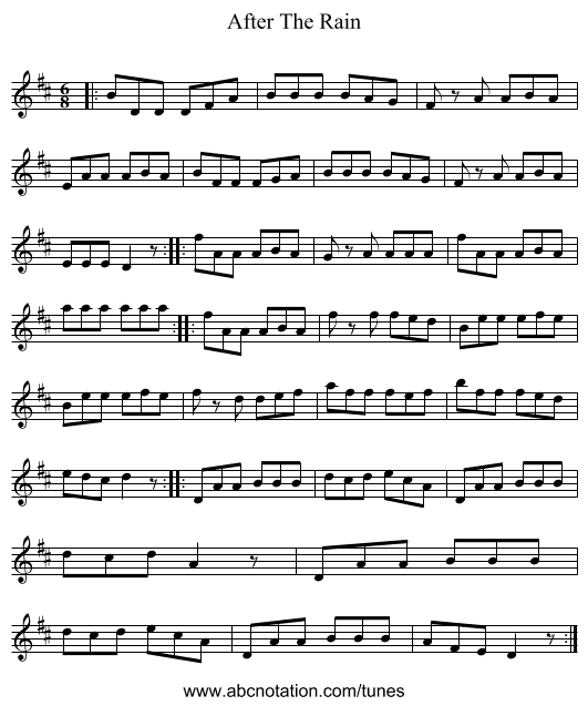 After The Rain - staff notation