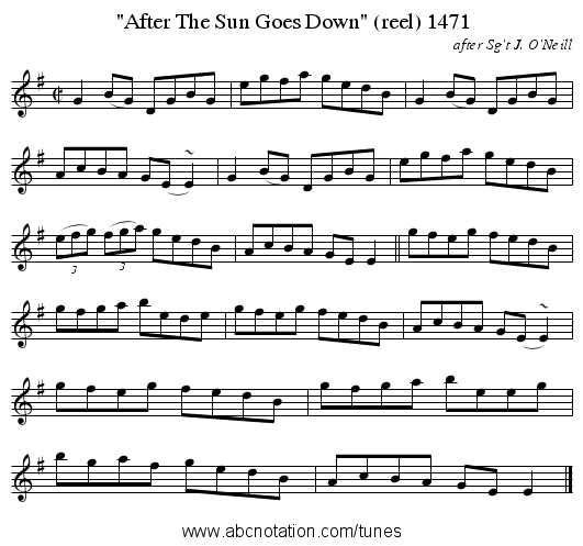After The Sun Goes Down (reel) 1471 - staff notation
