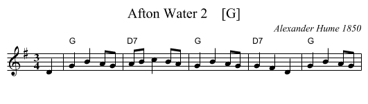 Afton Water 2    [G] - staff notation