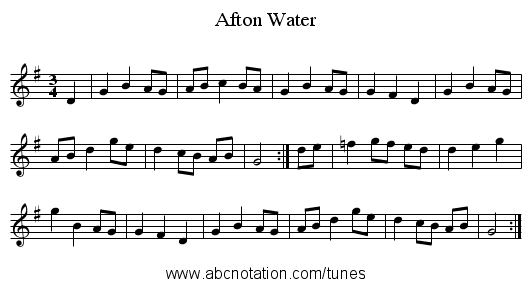Afton Water - staff notation