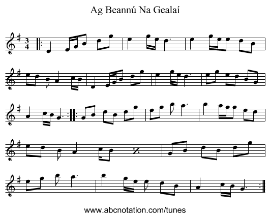Ag Beannú Na Gealaí - staff notation