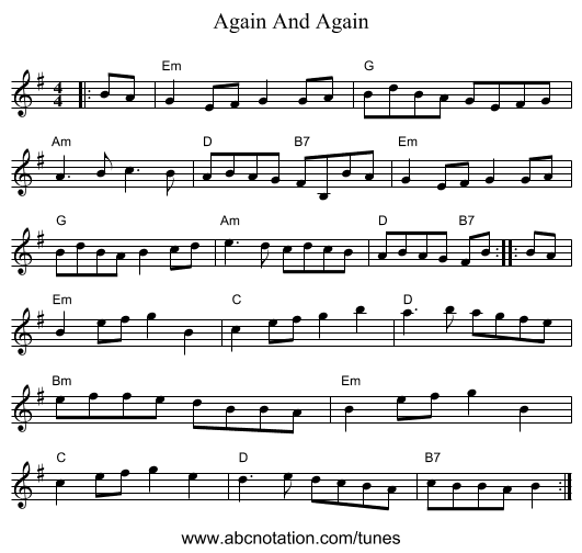 Again And Again - staff notation
