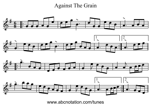 Against The Grain - staff notation