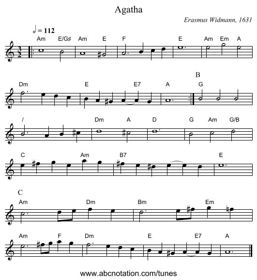 Agatha - staff notation