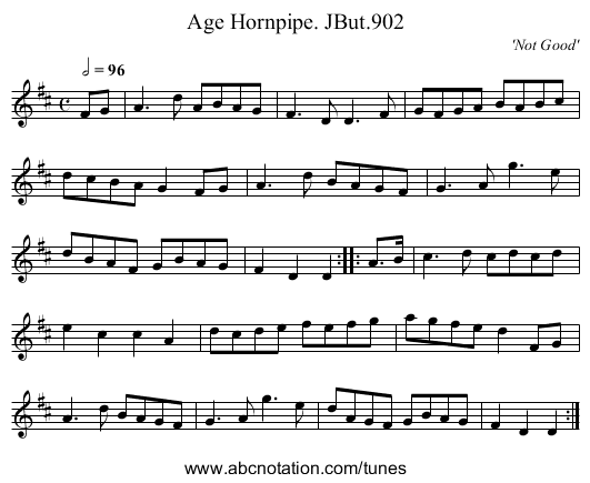 Age Hornpipe. JBut.902 - staff notation