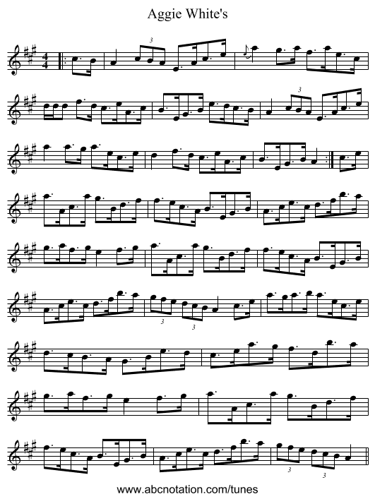 Aggie White's - staff notation