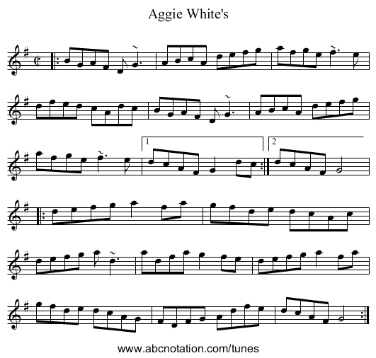 Aggie White's - staff notation
